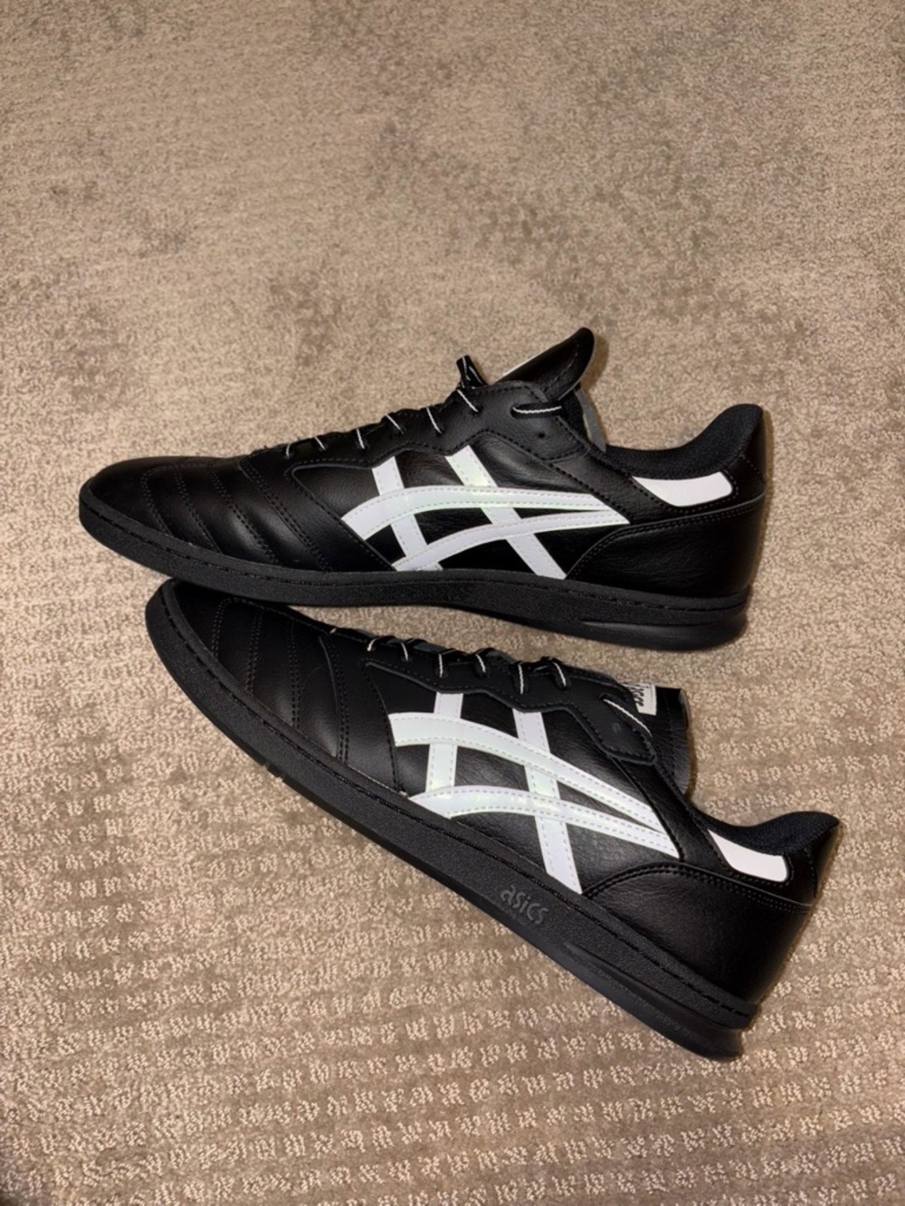 ASICS Men's Black Sneakers with White Stripes